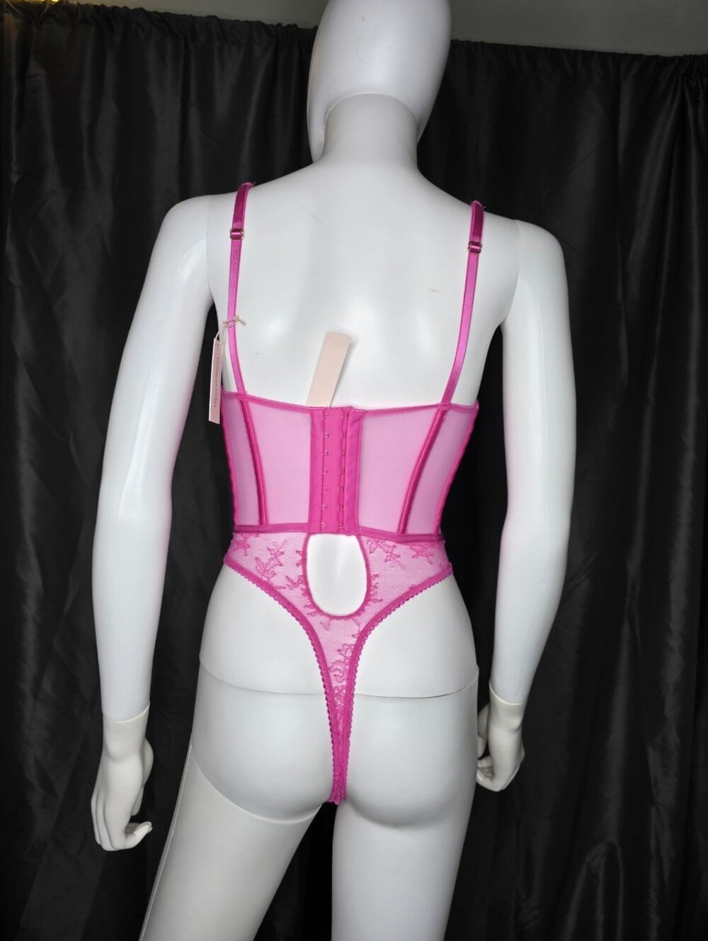 Victoria's Secret Neon Pink Lace Bustier Teddy - Picture 15 of 16